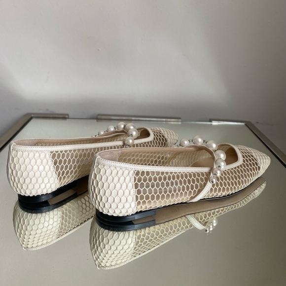 Like new JIMMY CHOO Ade Fishnet Ballet Flats 38.5 Mary Jane - Picture 11 of 12